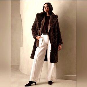 Banana Republic Teddy Coat Dark Brown Small EUC